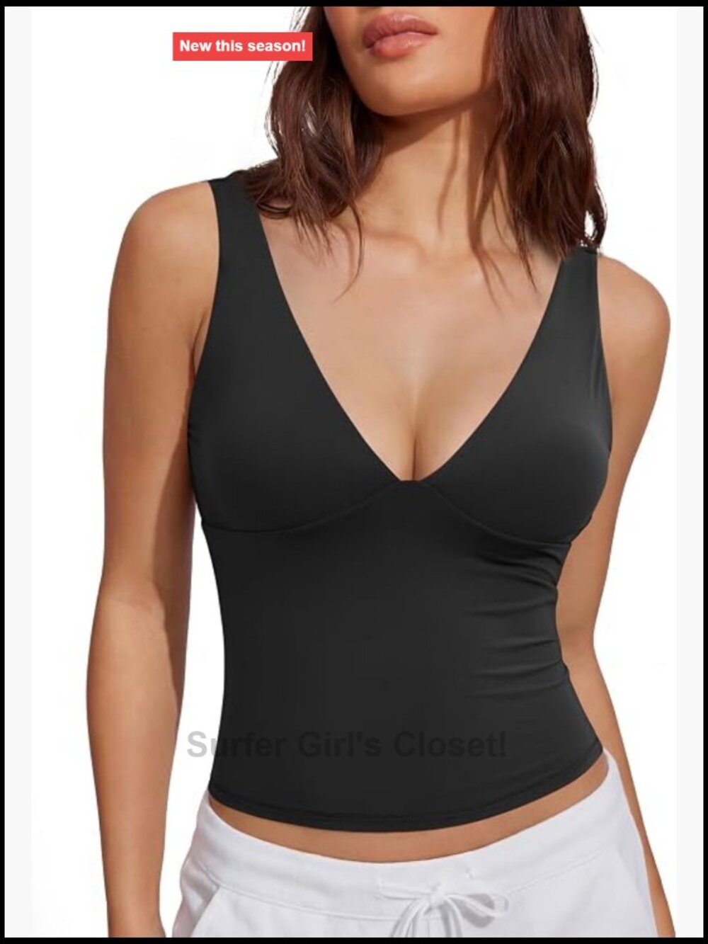 Women's Deep V Neck Low Back Sleeveless Tank Top Double Lined Going Out Basic
